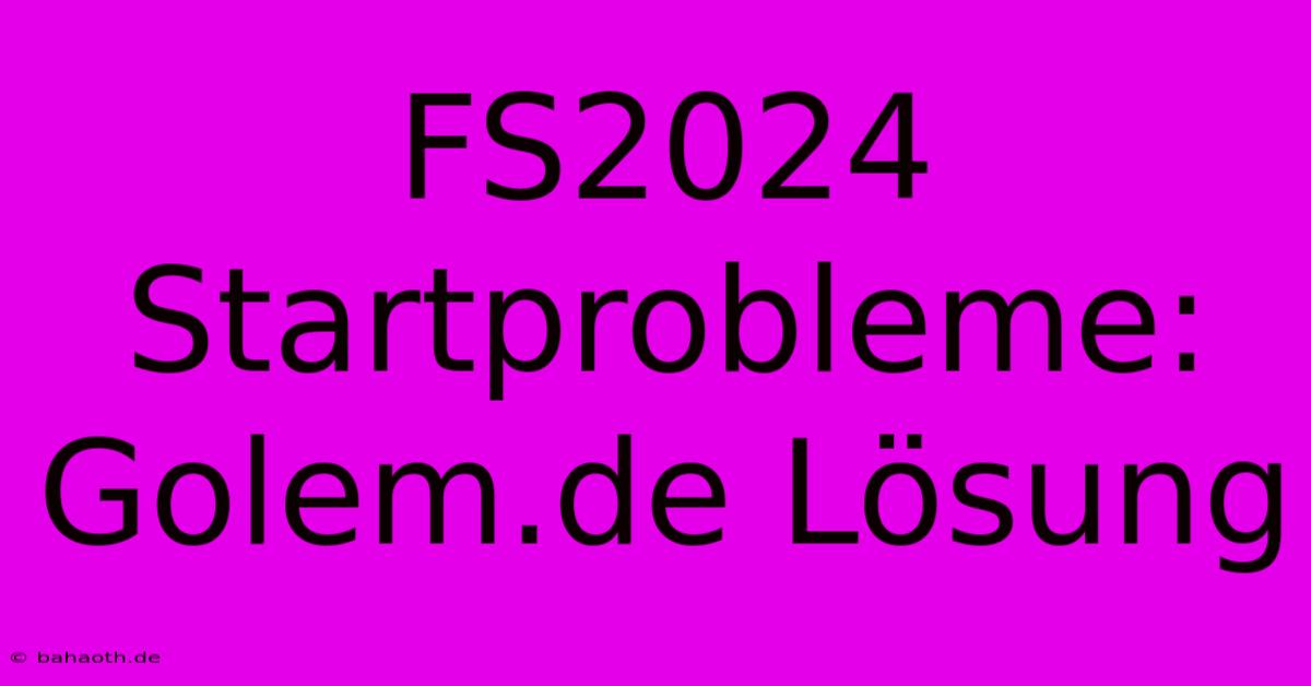 FS2024 Startprobleme: Golem.de Lösung