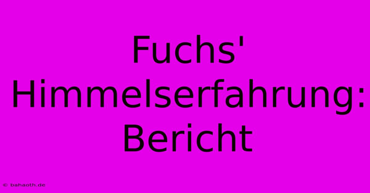 Fuchs' Himmelserfahrung: Bericht