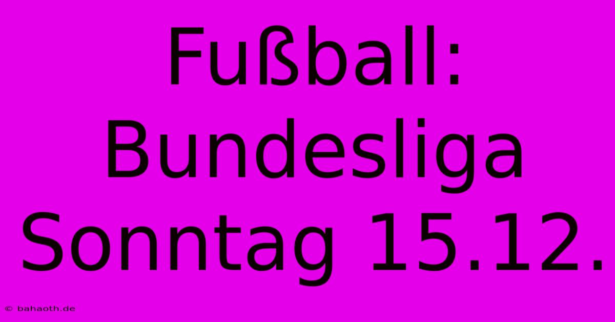 Fußball: Bundesliga Sonntag 15.12.