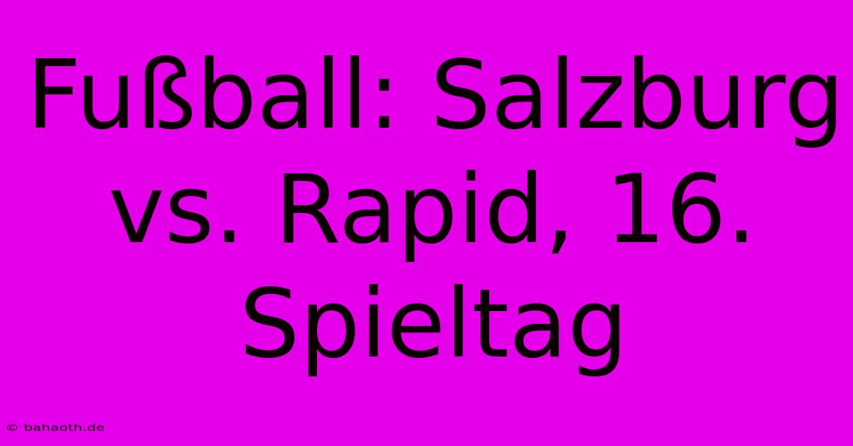 Fußball: Salzburg Vs. Rapid, 16. Spieltag