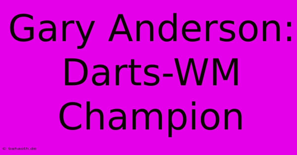 Gary Anderson: Darts-WM Champion