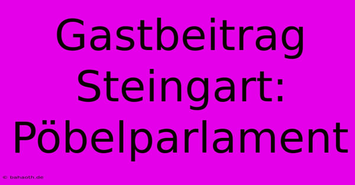 Gastbeitrag Steingart: Pöbelparlament