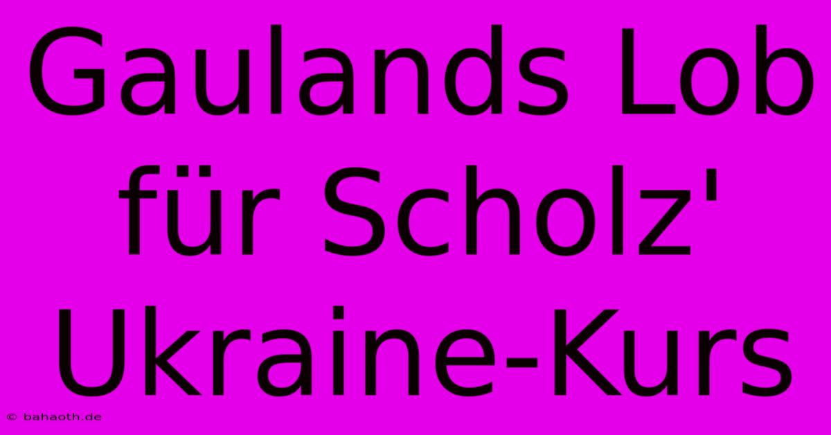 Gaulands Lob Für Scholz' Ukraine-Kurs