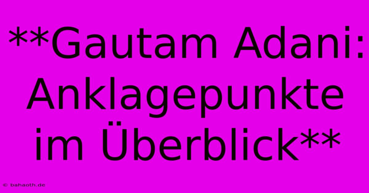 **Gautam Adani: Anklagepunkte Im Überblick**