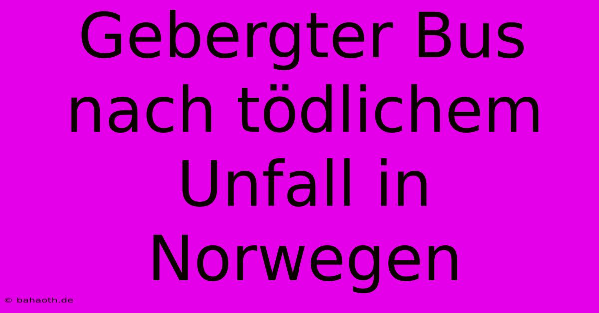 Gebergter Bus Nach Tödlichem Unfall In Norwegen