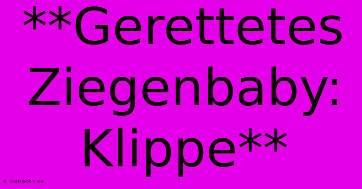 **Gerettetes Ziegenbaby: Klippe**