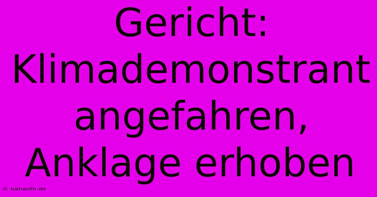 Gericht: Klimademonstrant Angefahren, Anklage Erhoben