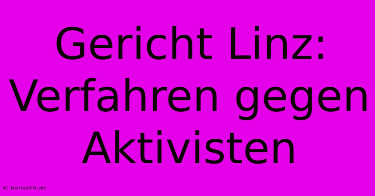 Gericht Linz: Verfahren Gegen Aktivisten