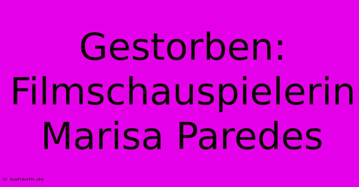 Gestorben: Filmschauspielerin Marisa Paredes