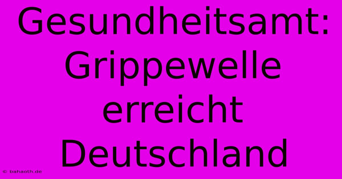 Gesundheitsamt: Grippewelle Erreicht Deutschland