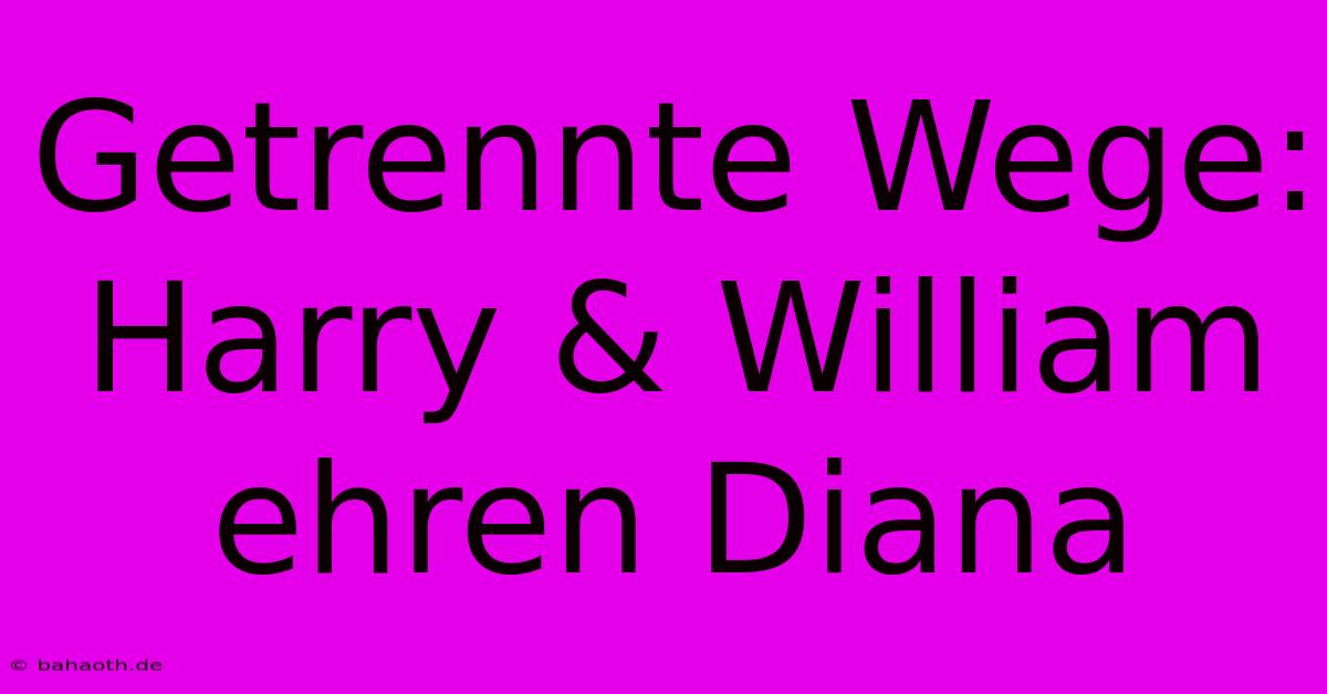 Getrennte Wege:  Harry & William Ehren Diana