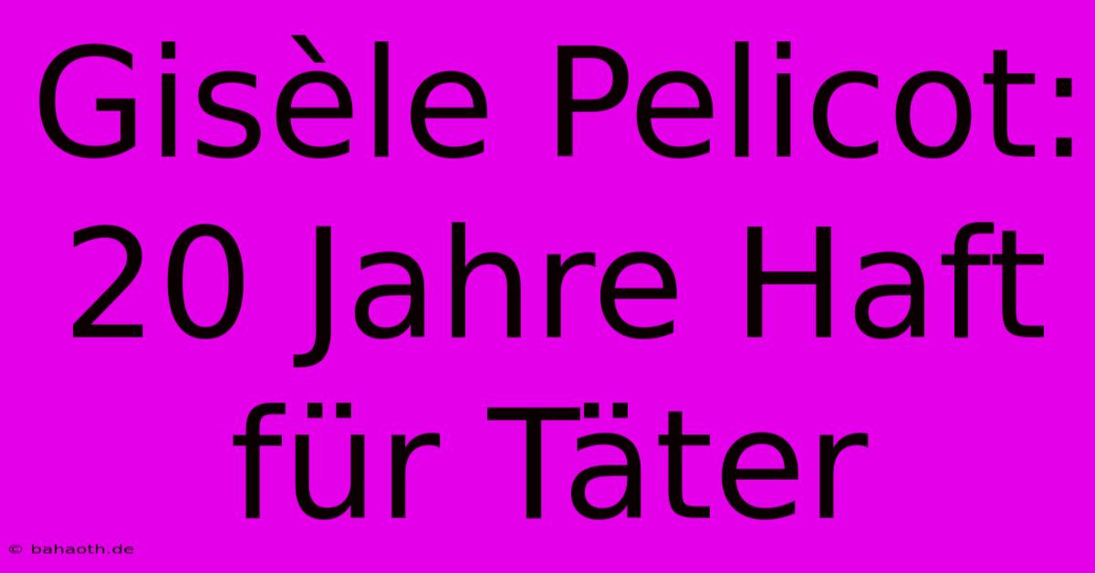 Gisèle Pelicot: 20 Jahre Haft Für Täter