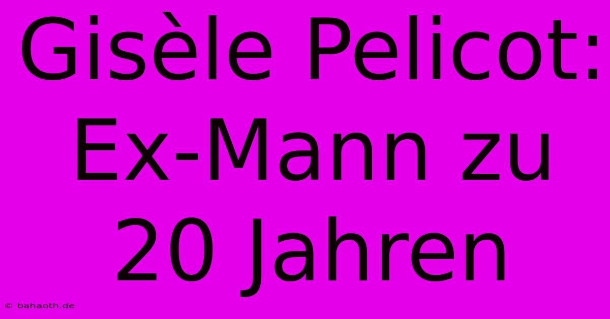 Gisèle Pelicot: Ex-Mann Zu 20 Jahren