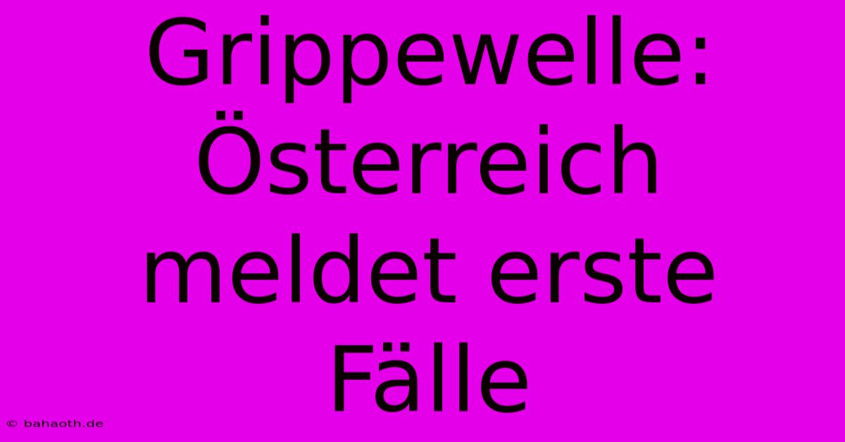 Grippewelle: Österreich Meldet Erste Fälle