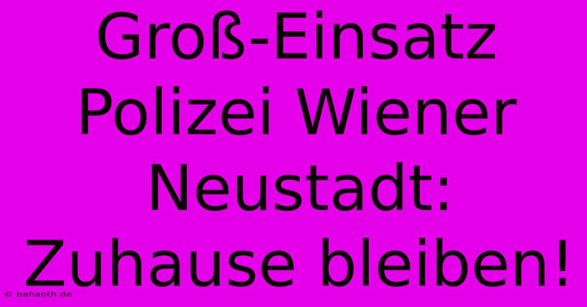 Groß-Einsatz Polizei Wiener Neustadt: Zuhause Bleiben!