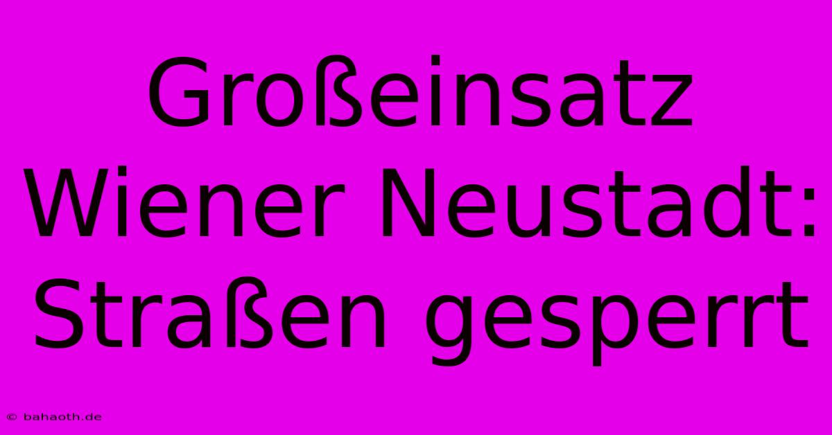 Großeinsatz Wiener Neustadt: Straßen Gesperrt