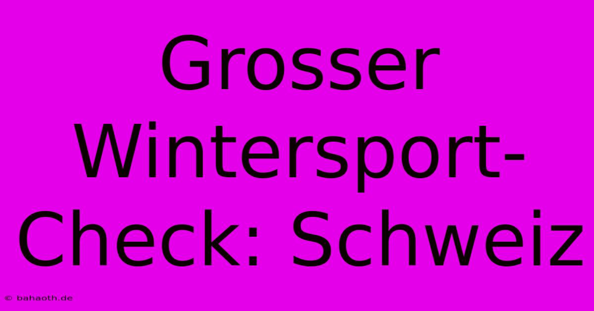 Grosser Wintersport-Check: Schweiz