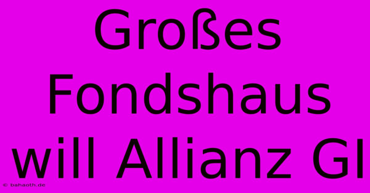 Großes Fondshaus Will Allianz GI