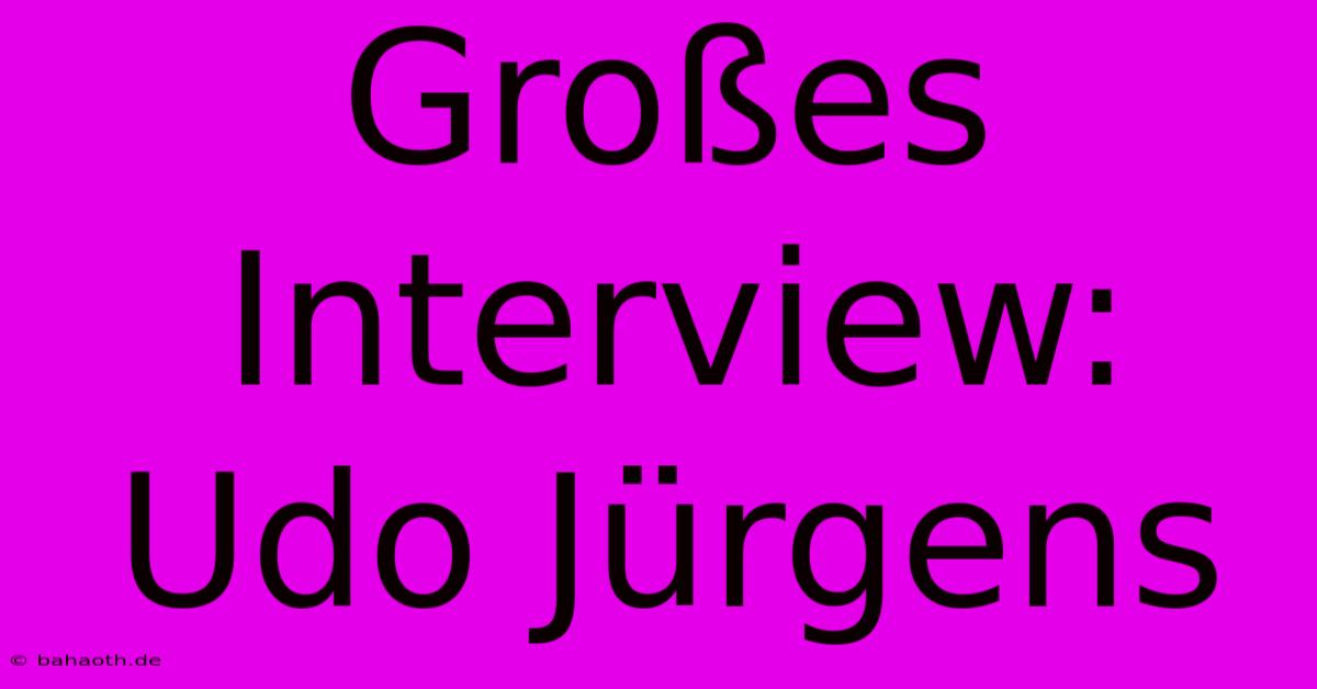 Großes Interview: Udo Jürgens