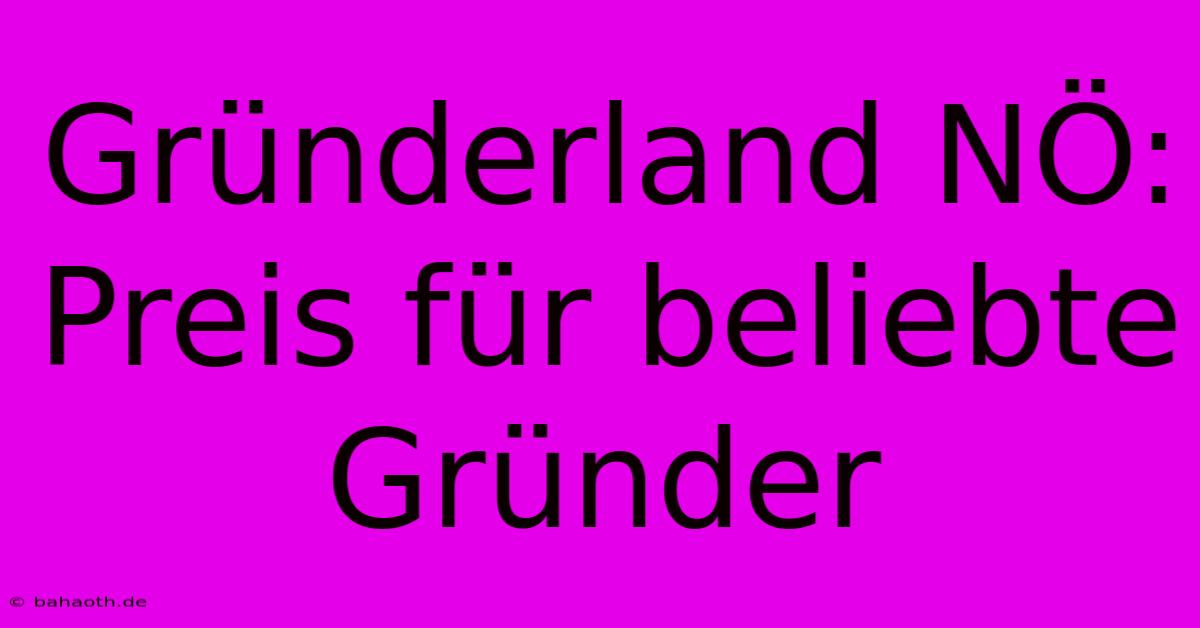 Gründerland NÖ: Preis Für Beliebte Gründer