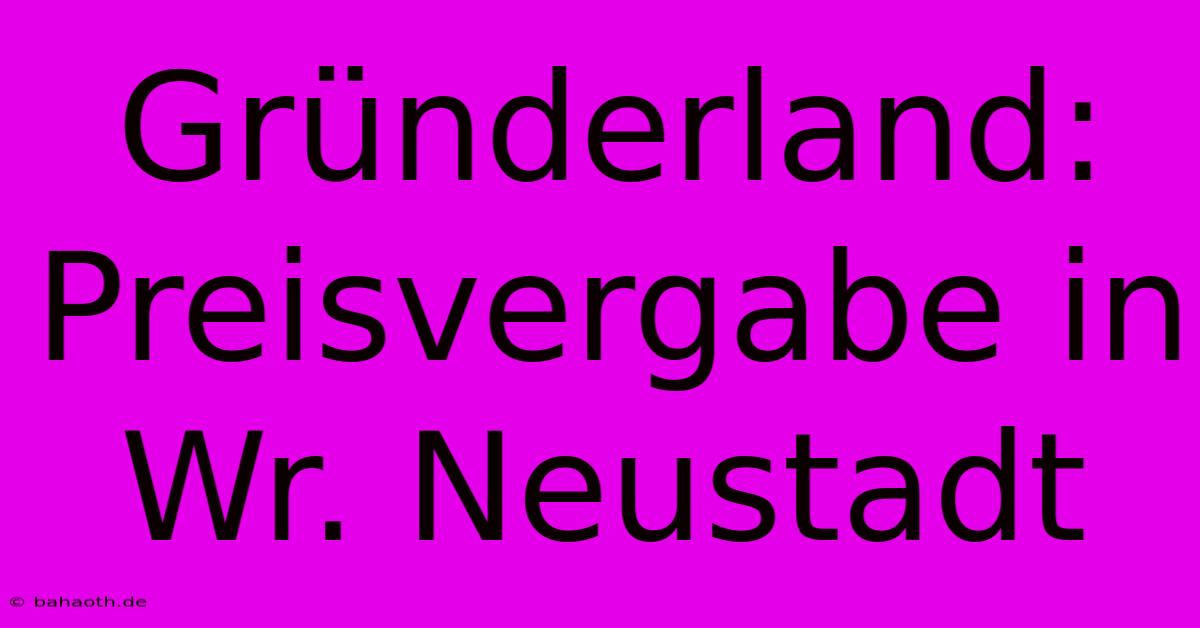 Gründerland: Preisvergabe In Wr. Neustadt