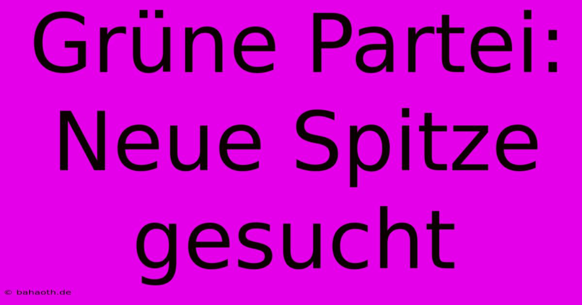 Grüne Partei: Neue Spitze Gesucht