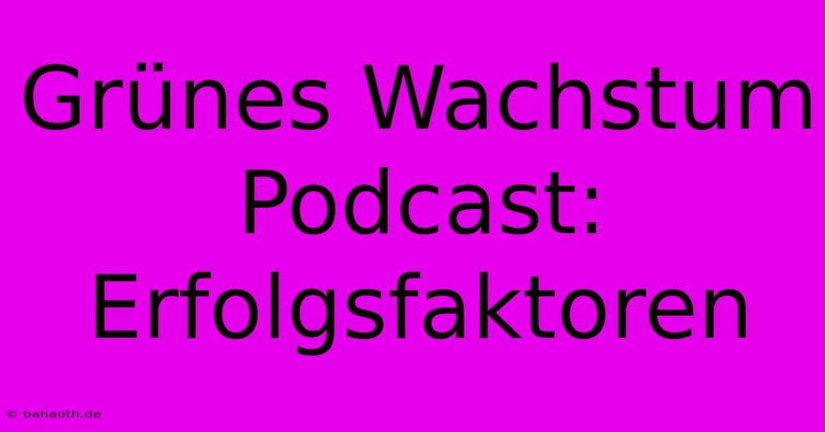 Grünes Wachstum Podcast:  Erfolgsfaktoren