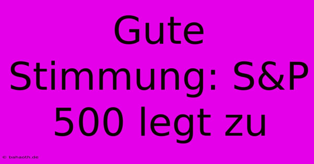 Gute Stimmung: S&P 500 Legt Zu