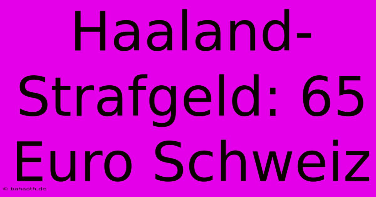 Haaland-Strafgeld: 65 Euro Schweiz