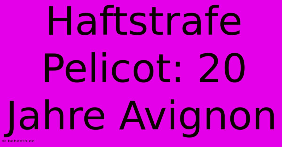 Haftstrafe Pelicot: 20 Jahre Avignon