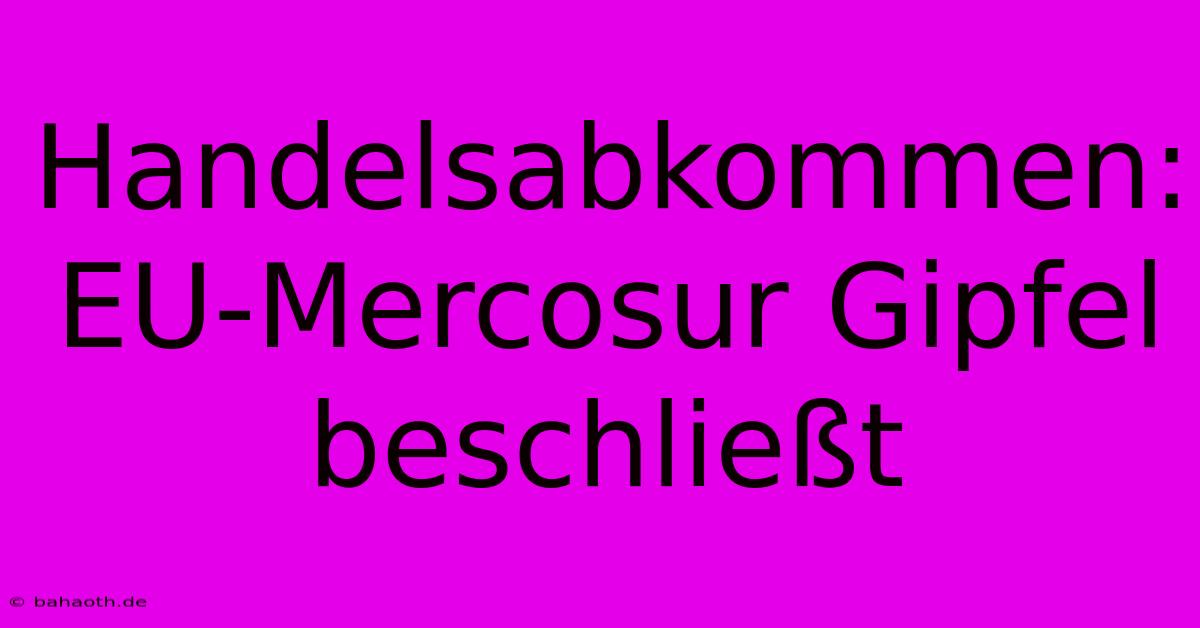 Handelsabkommen: EU-Mercosur Gipfel Beschließt