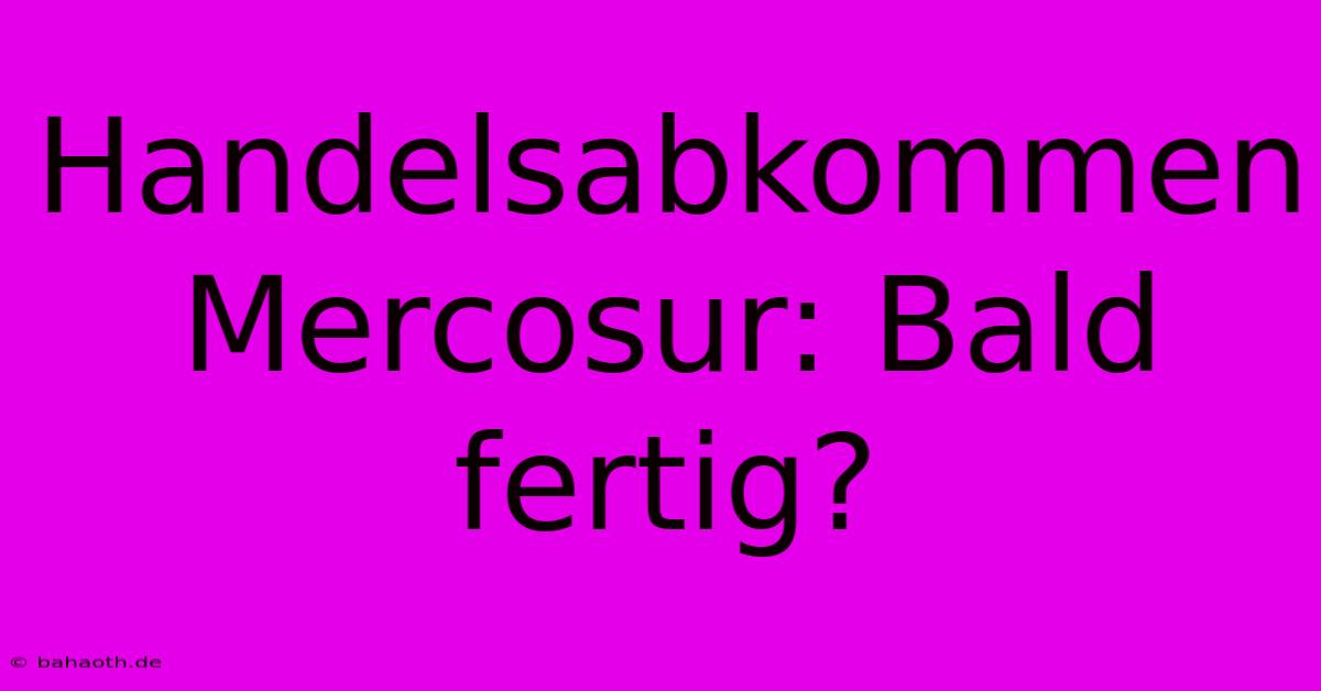 Handelsabkommen Mercosur: Bald Fertig?