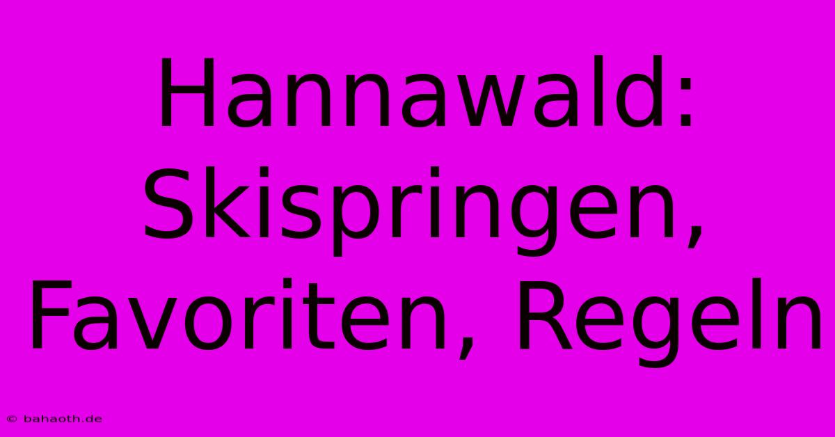 Hannawald: Skispringen, Favoriten, Regeln