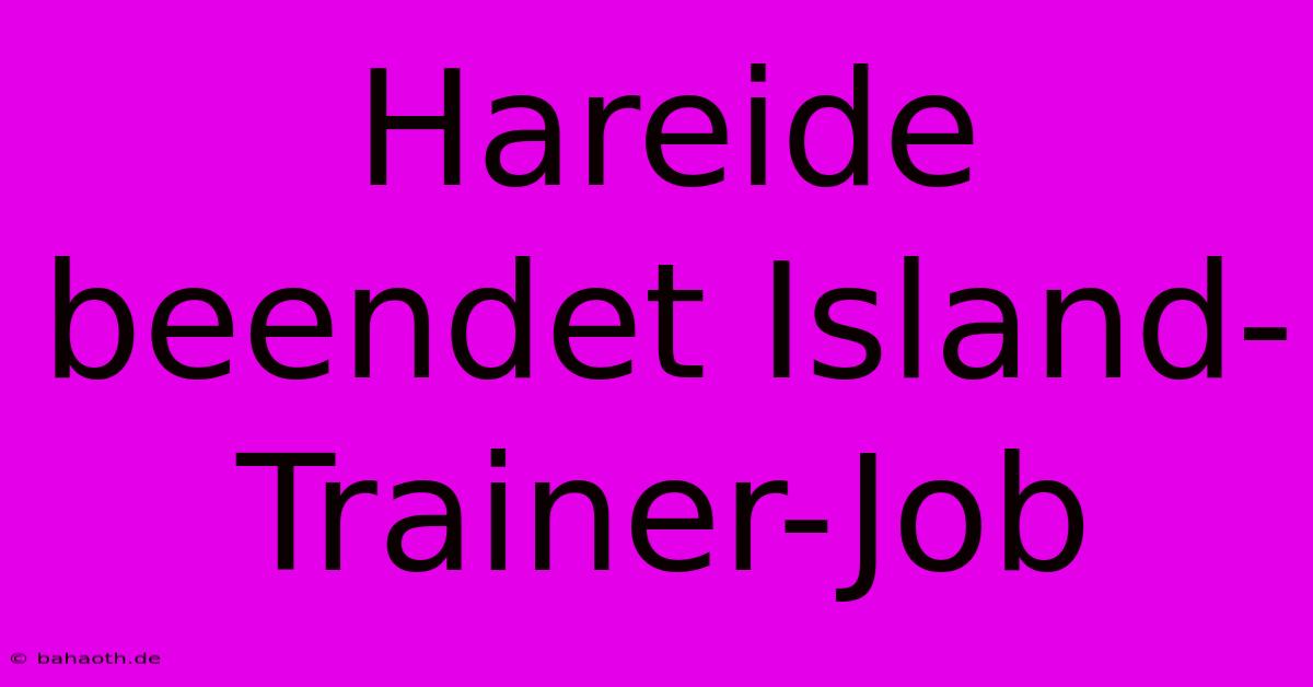 Hareide Beendet Island-Trainer-Job