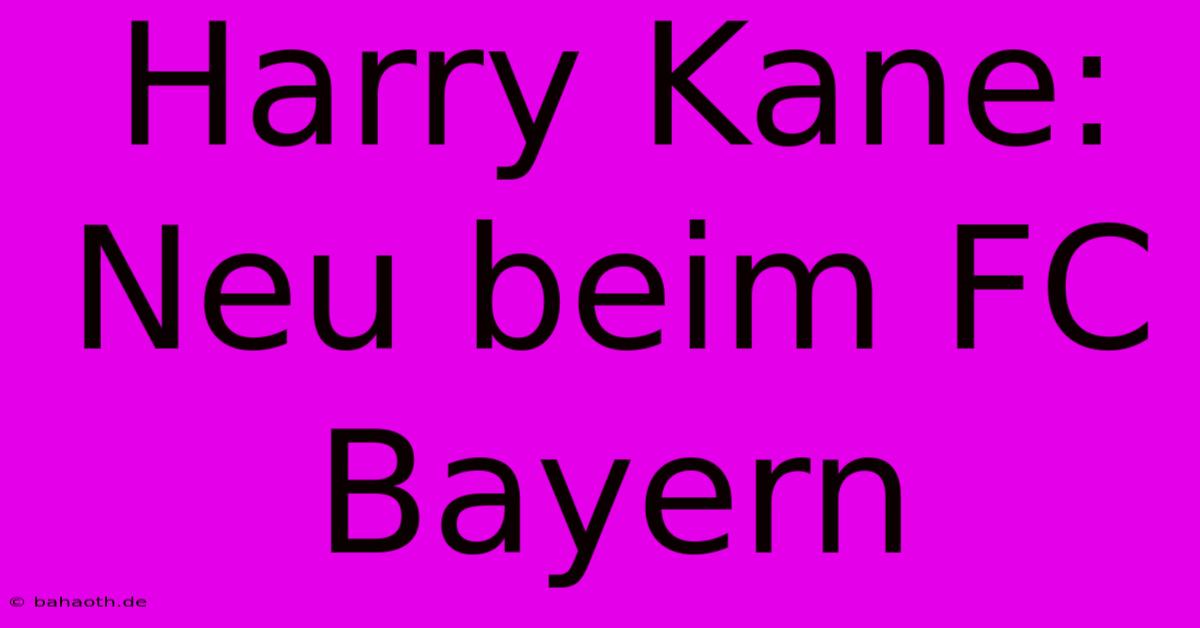 Harry Kane: Neu Beim FC Bayern