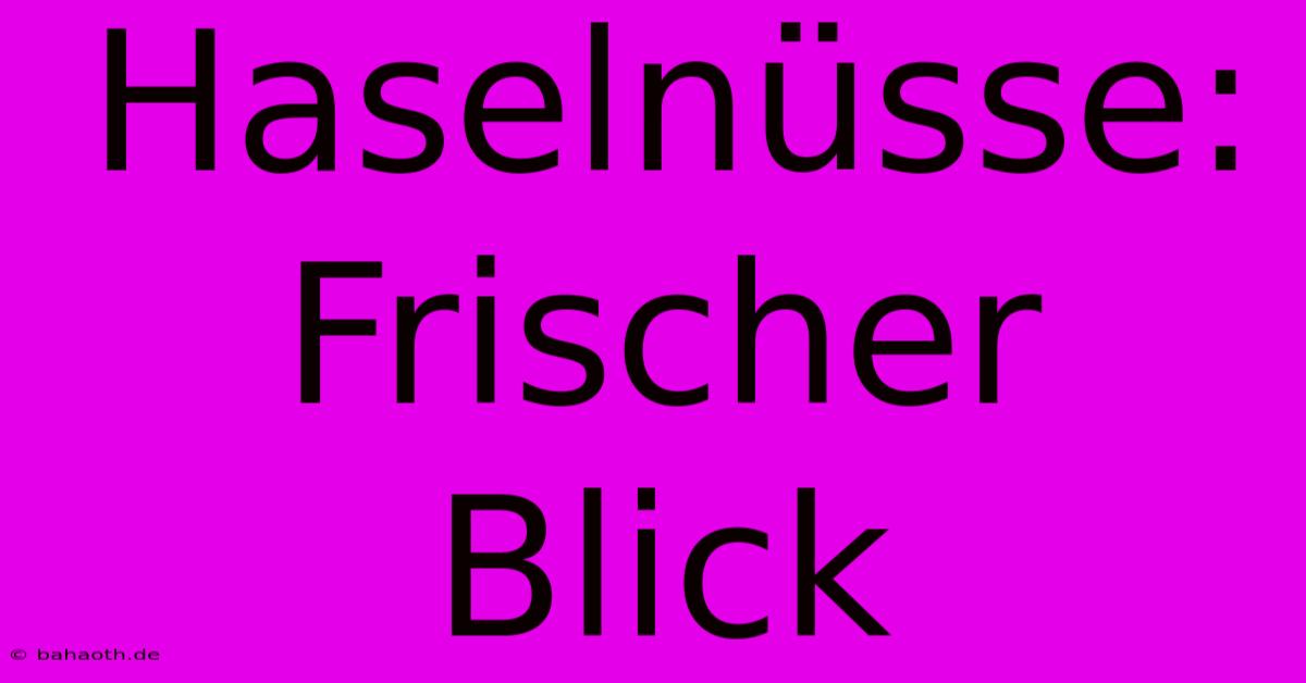 Haselnüsse:  Frischer Blick