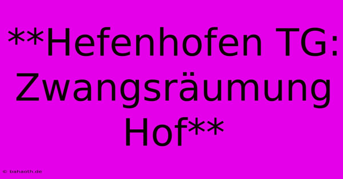 **Hefenhofen TG: Zwangsräumung Hof**