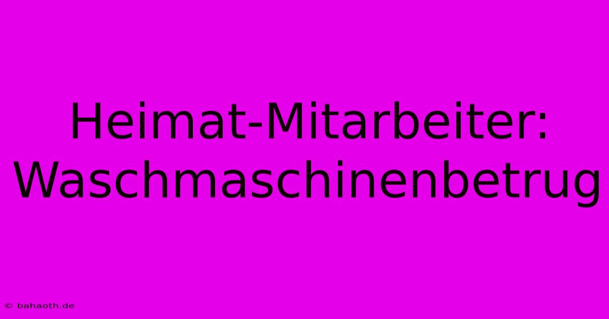 Heimat-Mitarbeiter: Waschmaschinenbetrug