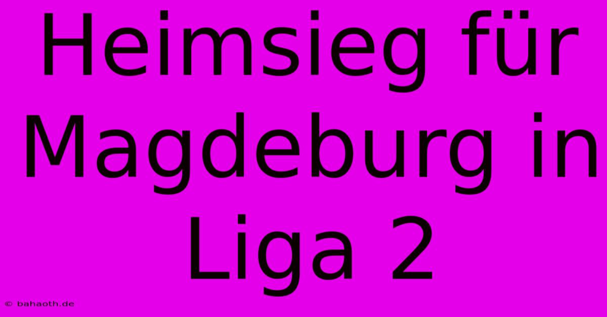 Heimsieg Für Magdeburg In Liga 2