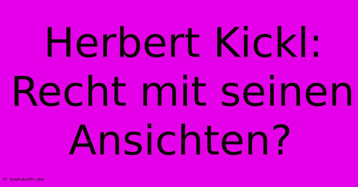 Herbert Kickl: Recht Mit Seinen Ansichten?