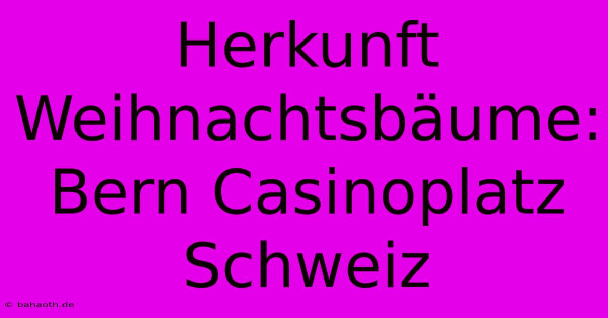 Herkunft Weihnachtsbäume: Bern Casinoplatz Schweiz