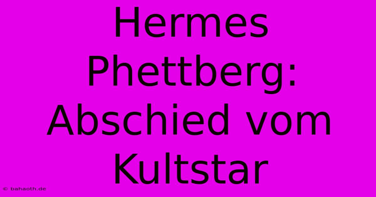 Hermes Phettberg: Abschied Vom Kultstar