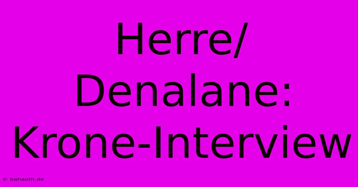 Herre/Denalane: Krone-Interview