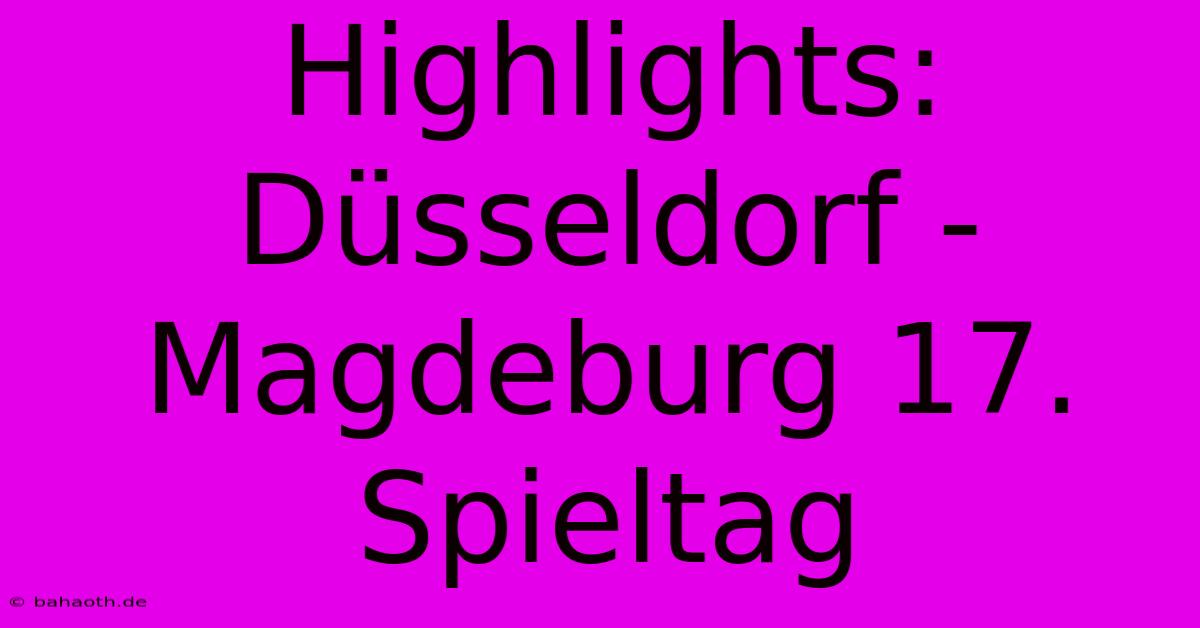 Highlights: Düsseldorf - Magdeburg 17. Spieltag