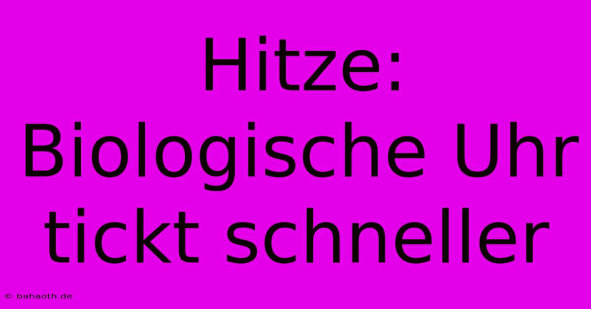 Hitze: Biologische Uhr Tickt Schneller