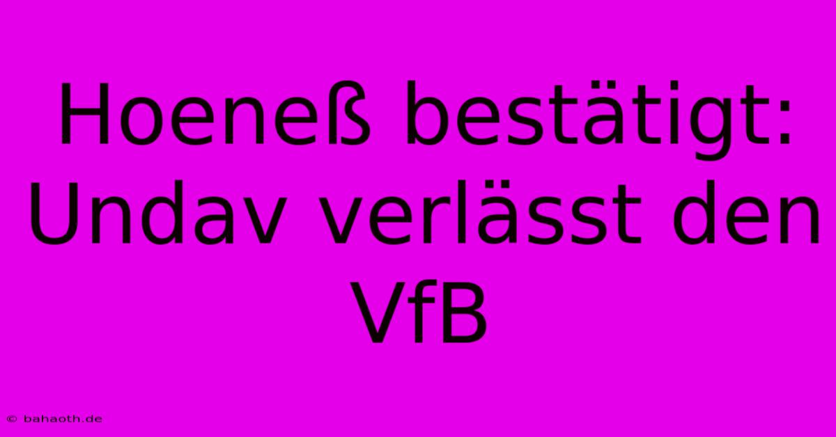Hoeneß Bestätigt: Undav Verlässt Den VfB