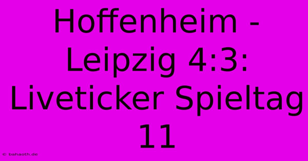 Hoffenheim - Leipzig 4:3: Liveticker Spieltag 11