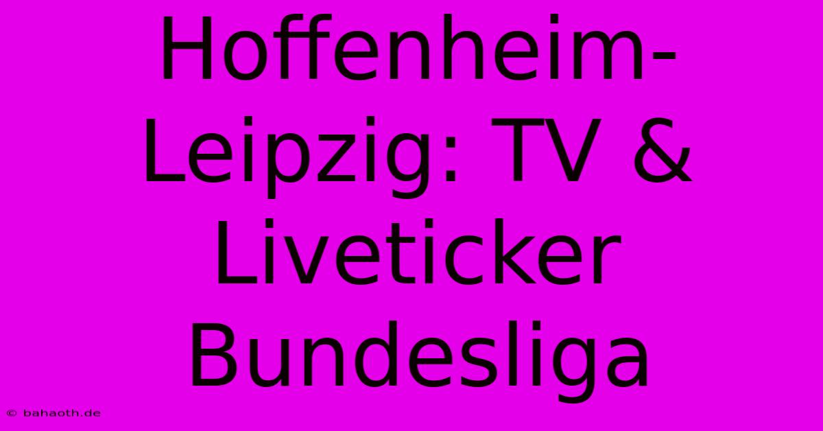 Hoffenheim-Leipzig: TV & Liveticker Bundesliga