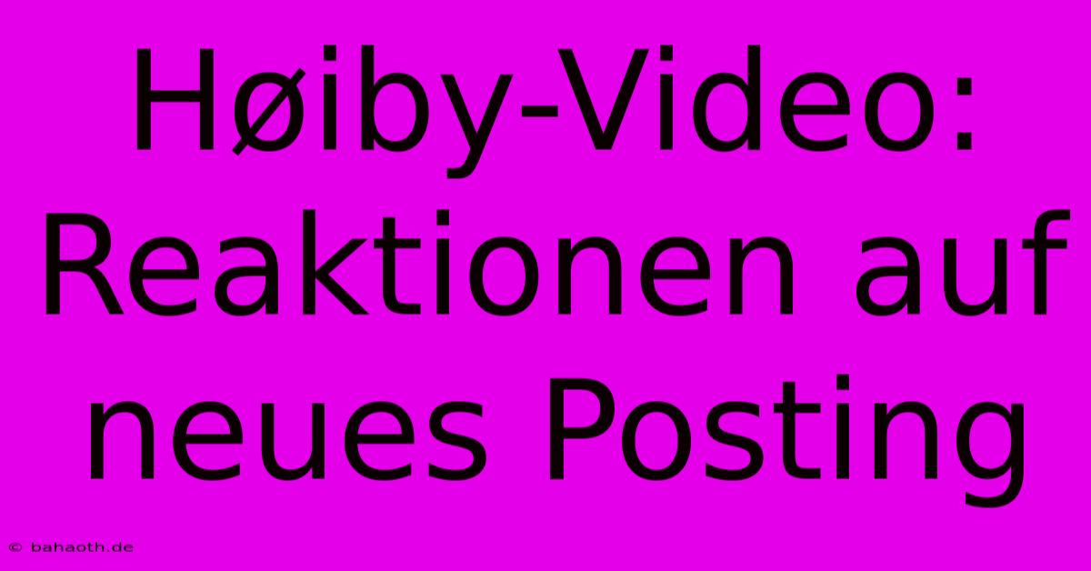 Høiby-Video: Reaktionen Auf Neues Posting