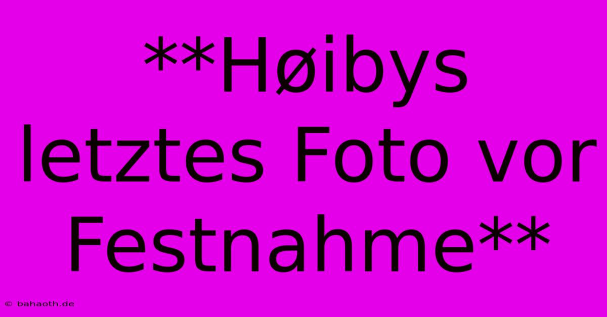 **Høibys Letztes Foto Vor Festnahme**